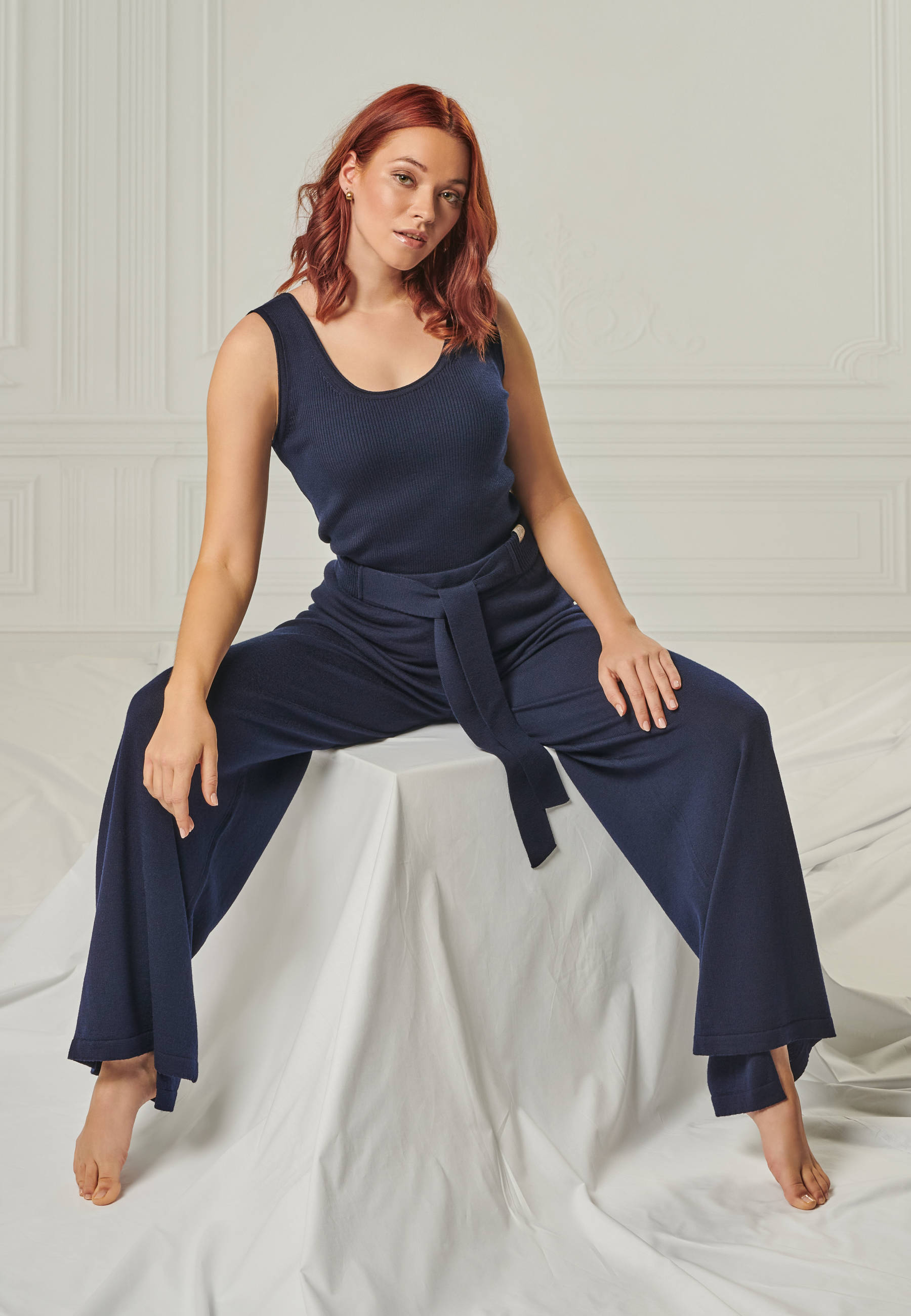 TOP BLOSSOM - Geripptes Merino Top mit Rundhals