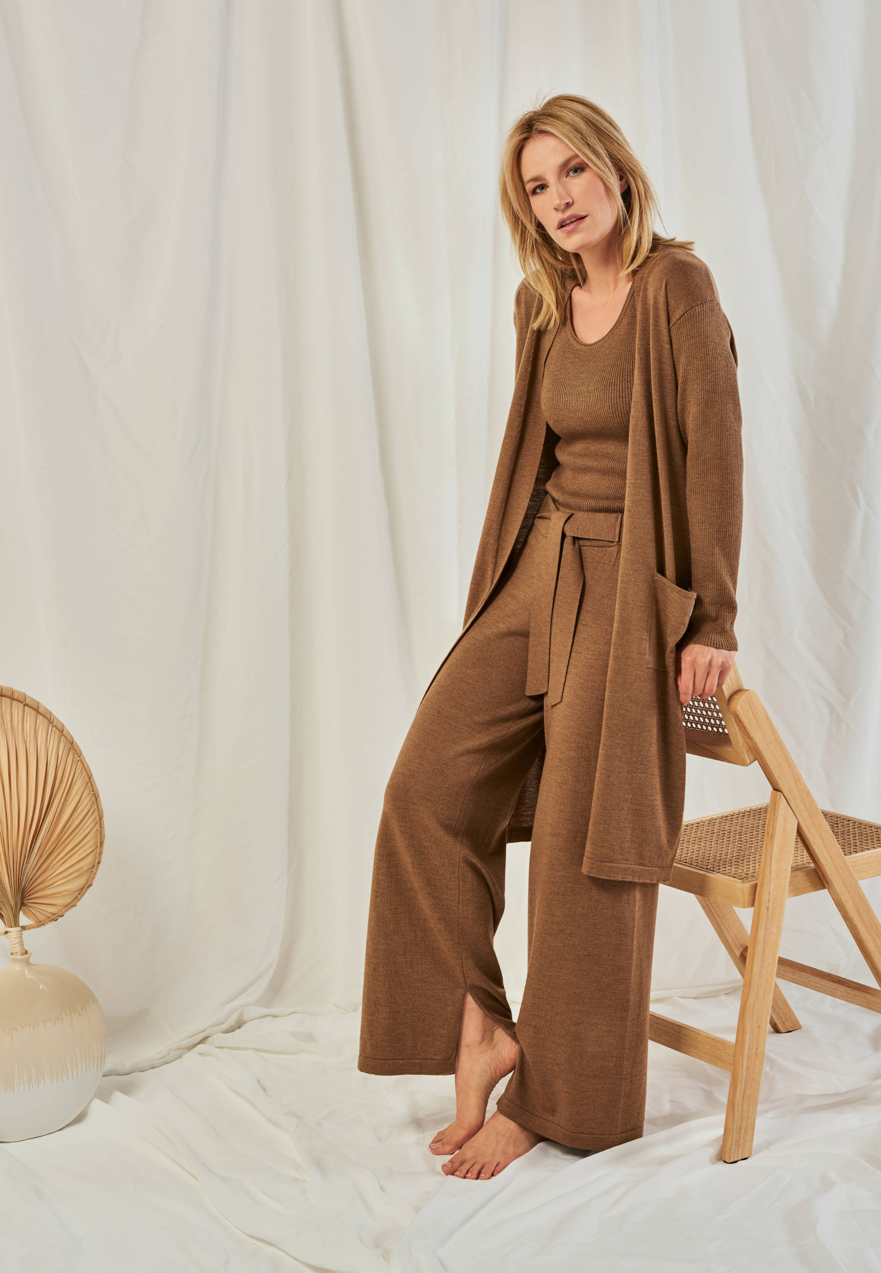 CARDIGAN BLOSSOM - Long Merino Cardigan with Pockets