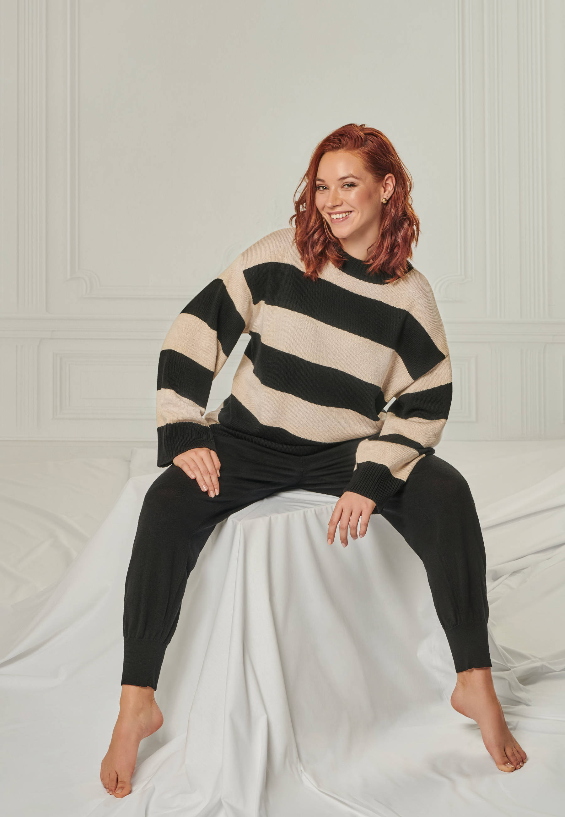 PULLOVER FELIA - Lässiger Blockstreifen Pullover aus Merino