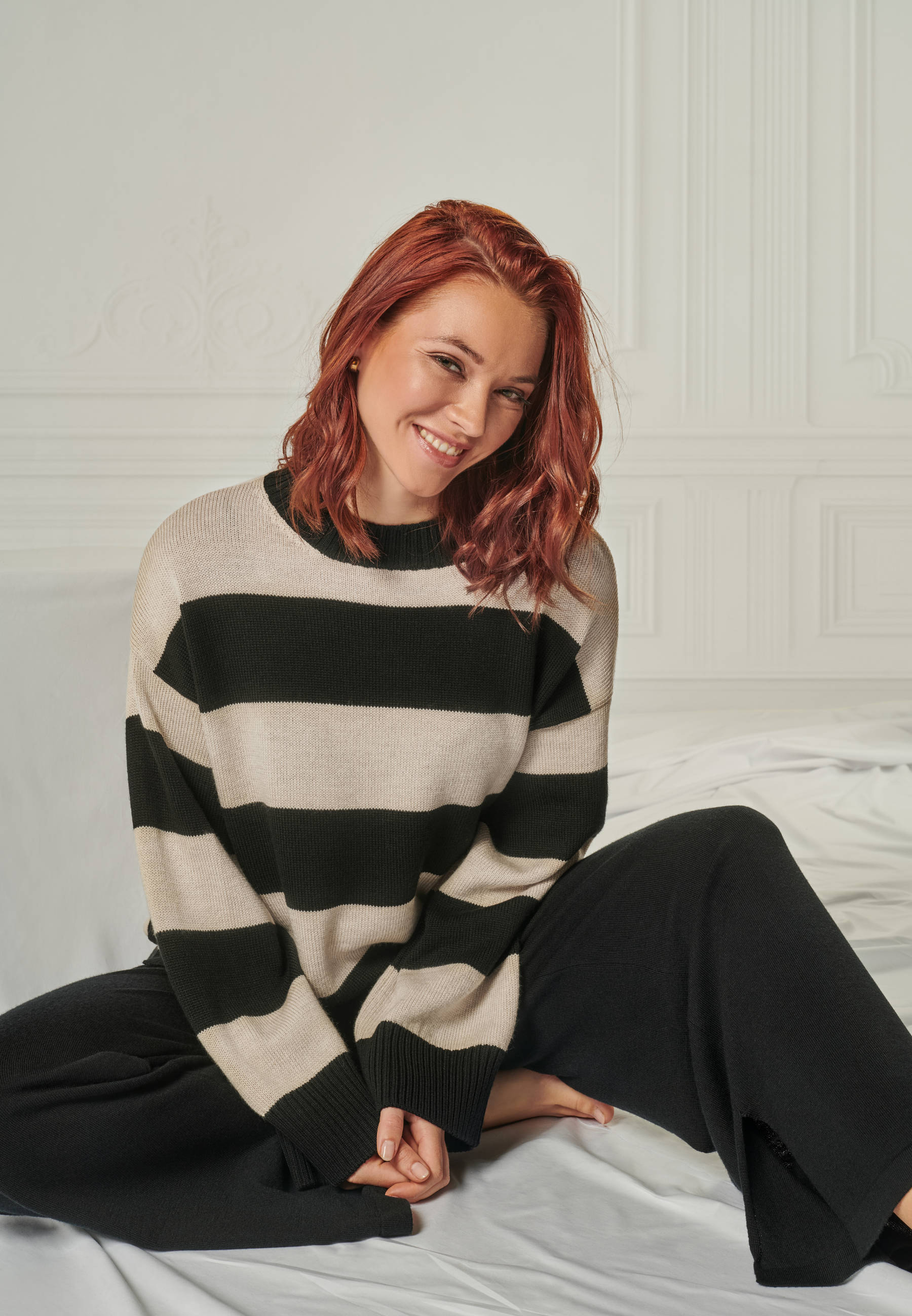 PULLOVER FELIA - Lässiger Blockstreifen Pullover aus Merino
